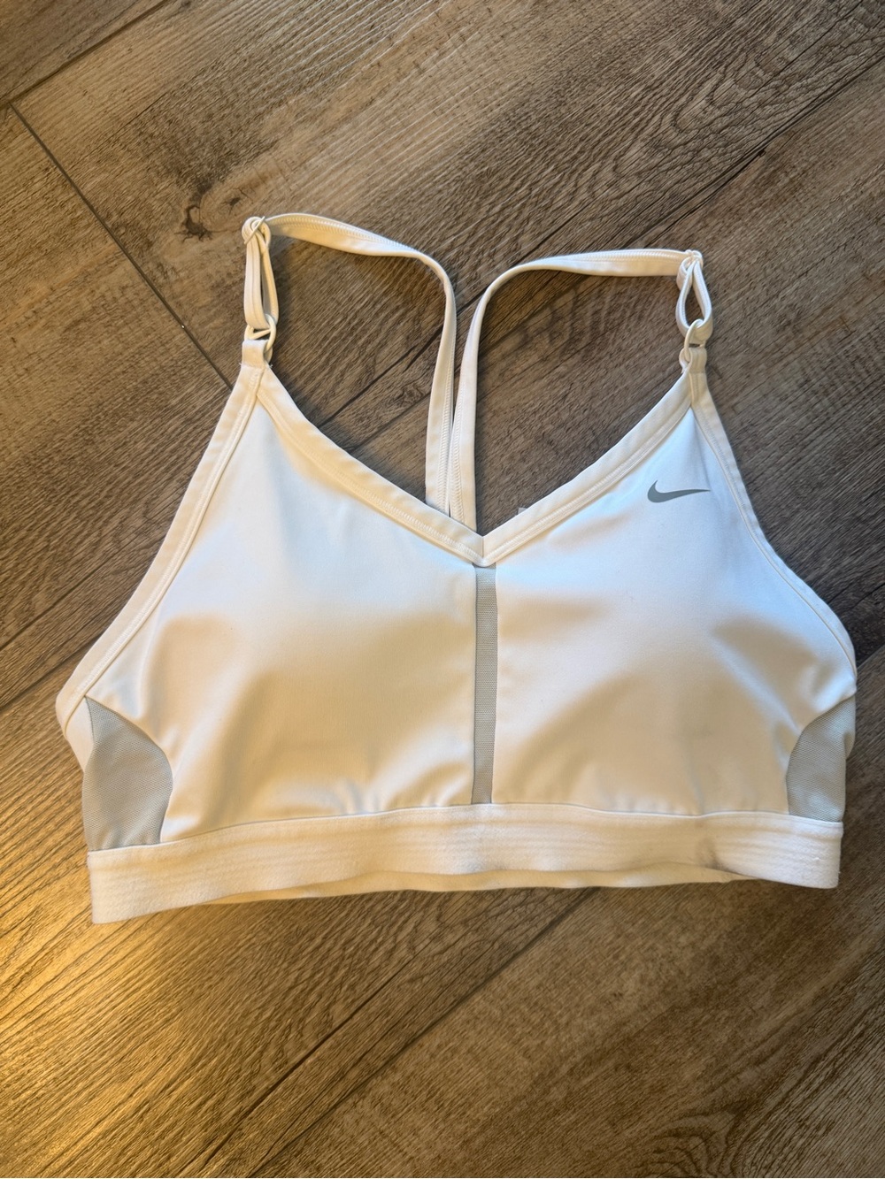 Nike White Strappy V‑Neck Sports Bra